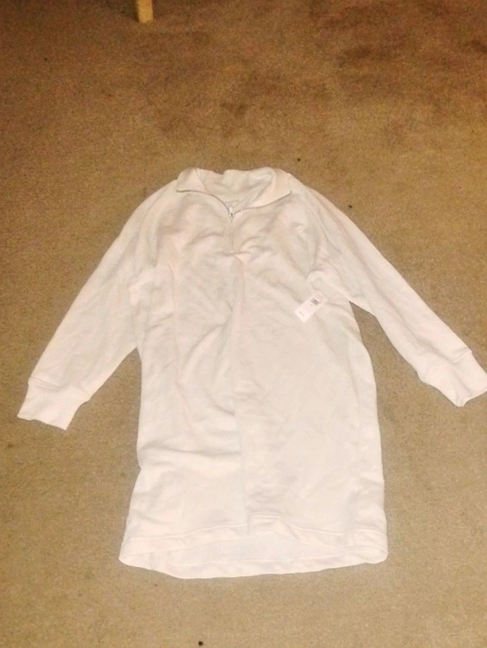 GAP Quarter-Zip Sweatshirt Dress White Small